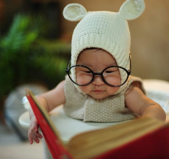 clever baby reading