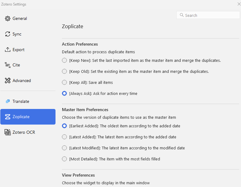 Zopiclate settings